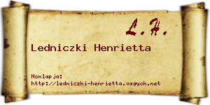 Ledniczki Henrietta névjegykártya